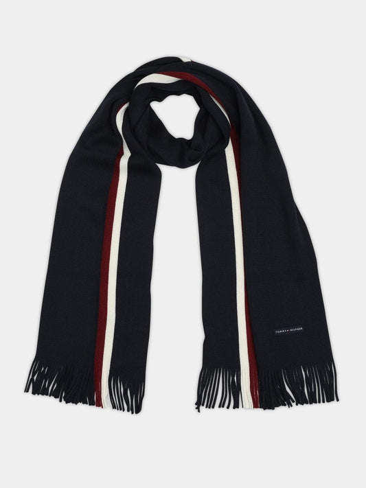 Tommy Hilfiger Men Striped Scarf With Frayed
