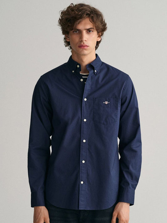 GANT Men Solid Button-Down Collar Cotton Casual Shirt