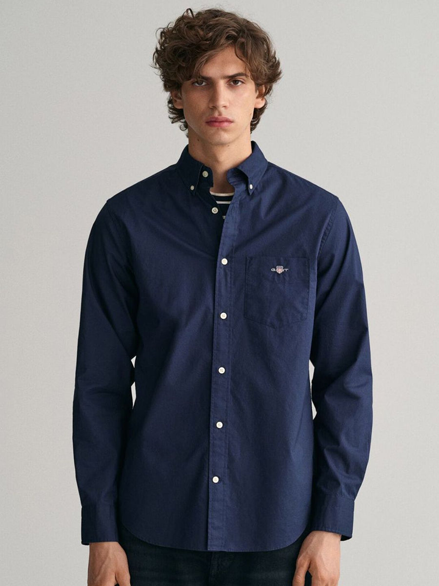 GANT Men Solid Button-Down Collar Cotton Casual Shirt