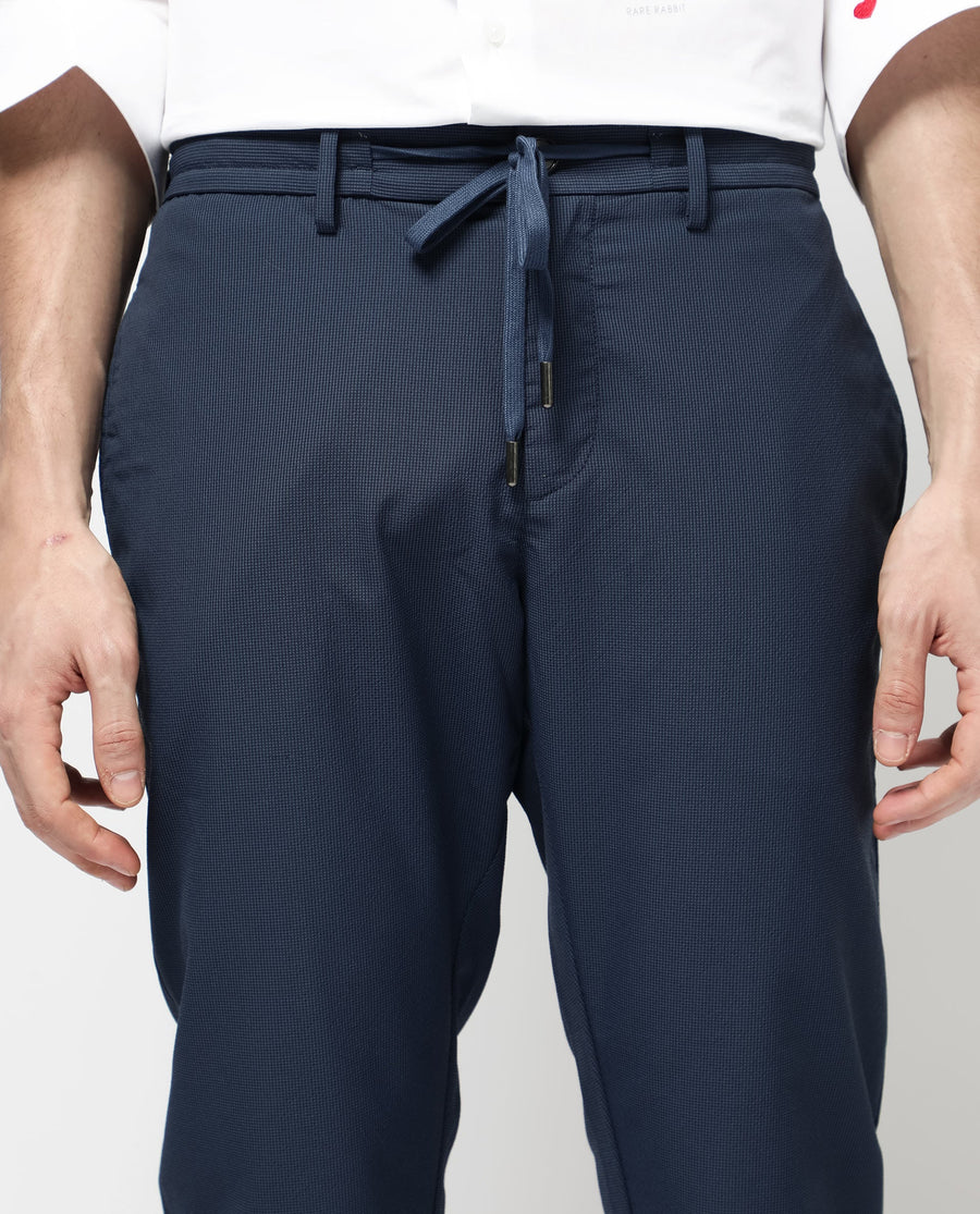 Rare Rabbit Men's Saco Navy Polyester Checked Print Regular Fit Trouser