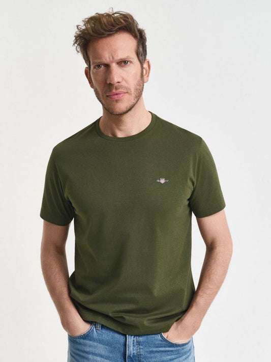 GANT Men Solid Round Neck Pure Cotton T-shirt