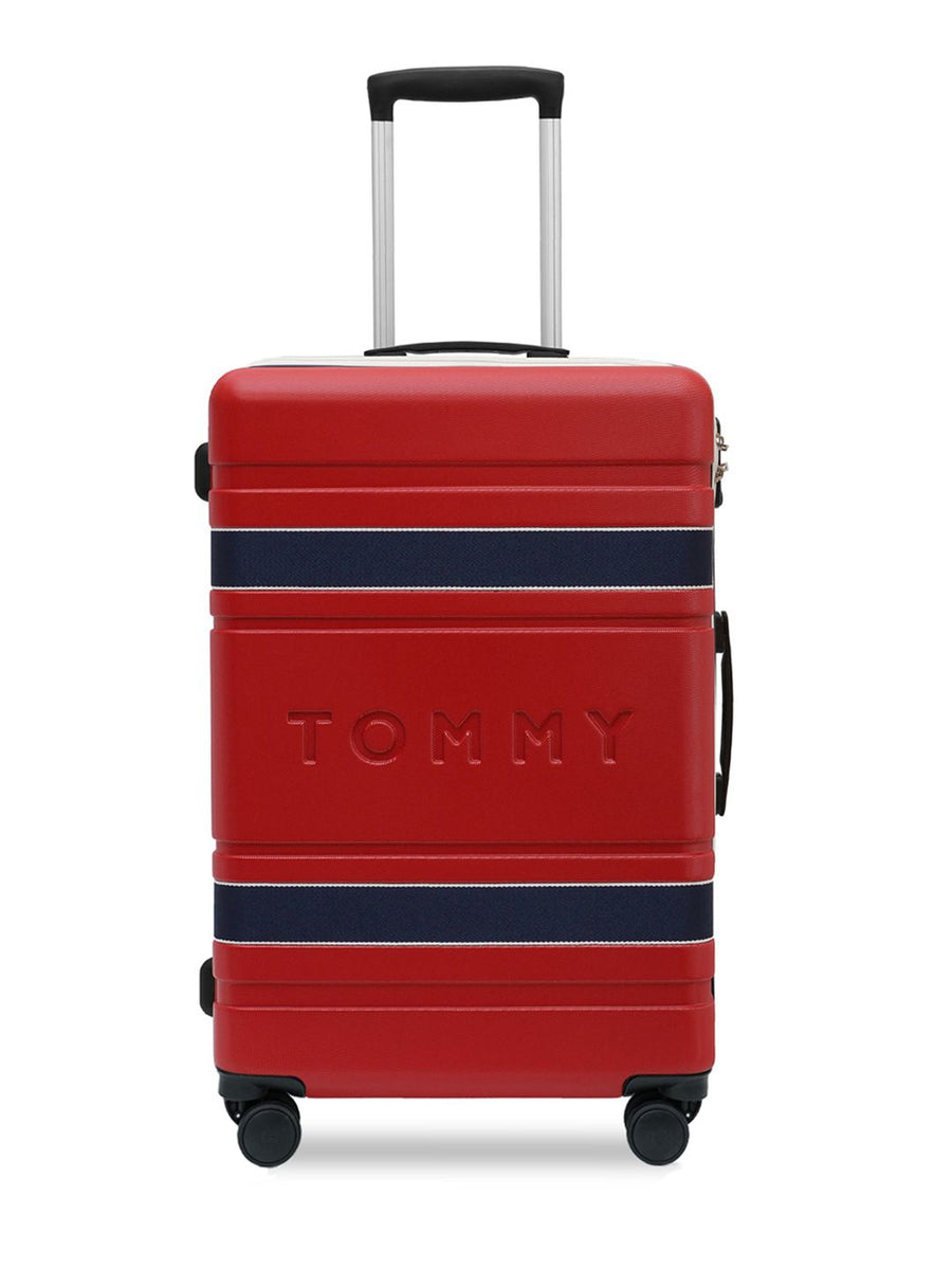 Tommy Hilfiger Colourblocked Hard 4 Wheels Medium Trolley Bag