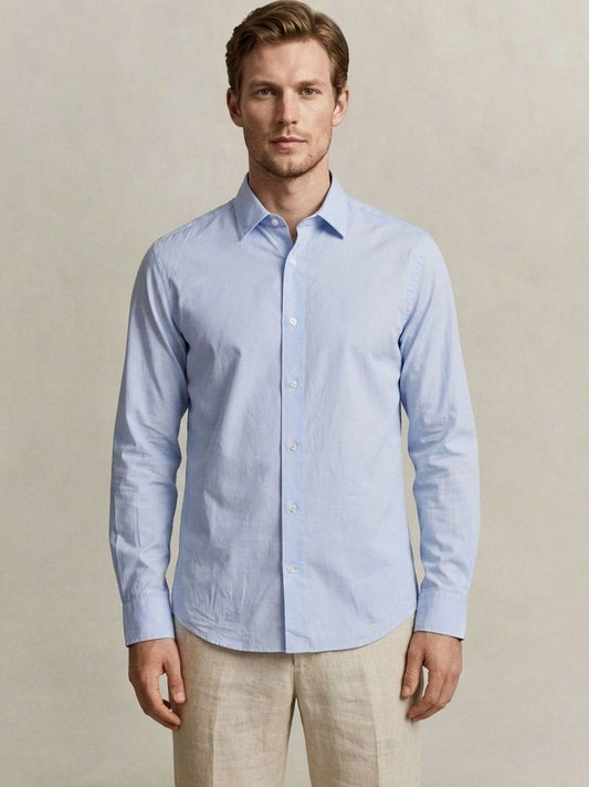 Gant Men Blue Solid Regular Fit Classic Poplin Shirt