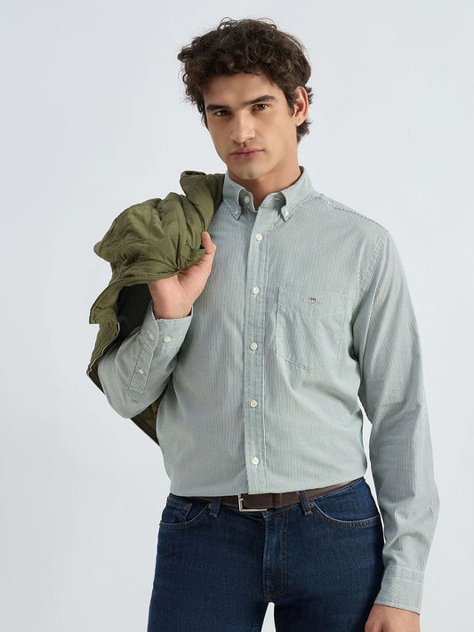 GANT Striped Button-Down Collar Regular Fit Pure Cotton Casual Shirt