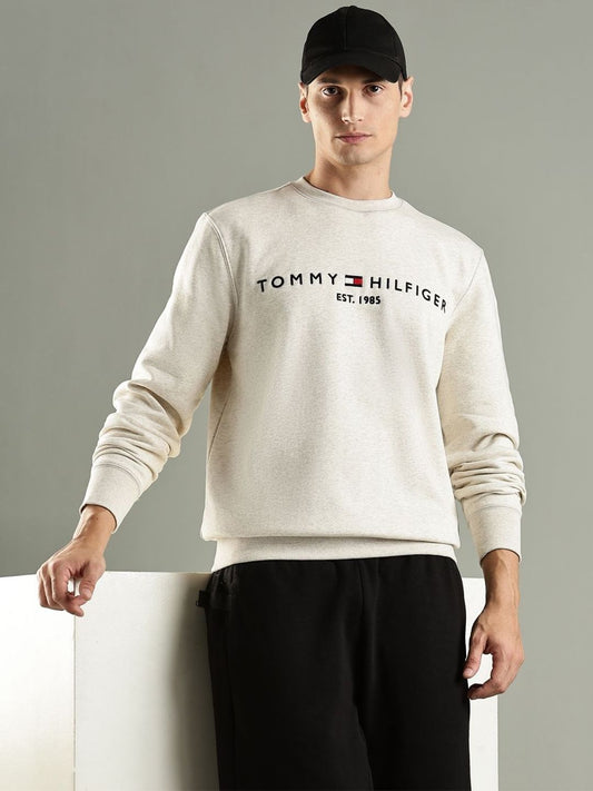 Tommy Hilfiger Europe Typography Printed Embroidered Logo Pullover Sweatshirt