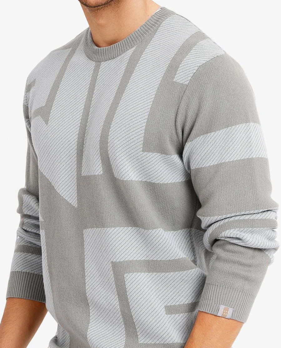 Rare Rabbit Men's Toge Green Cotton Monogram Print Regular Fit Full Sleeve Crew Neck Sweater