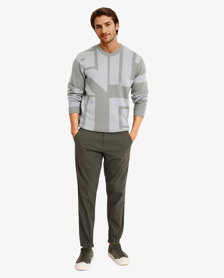 Rare Rabbit Men's Toge Green Cotton Monogram Print Regular Fit Full Sleeve Crew Neck Sweater
