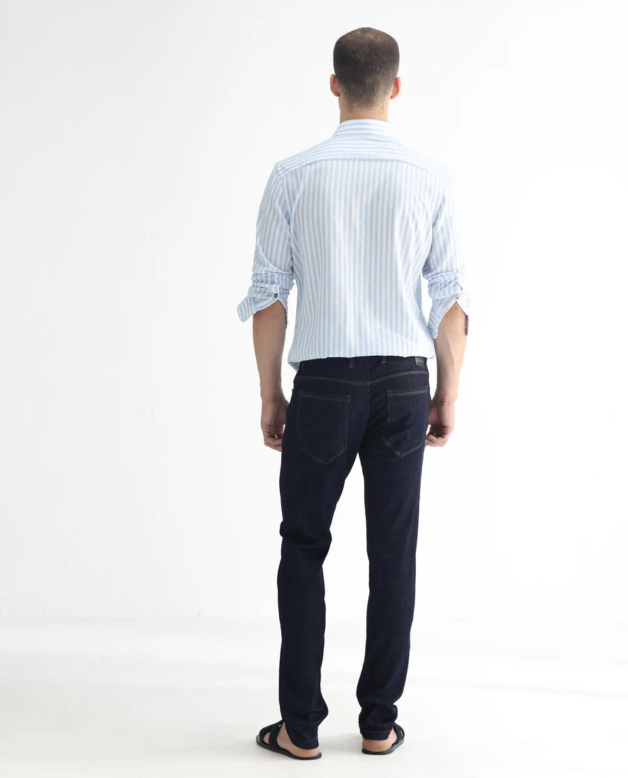Rare Rabbit Men's Toledo Navy Cotton Plain Hawk Slim Fit Jeans