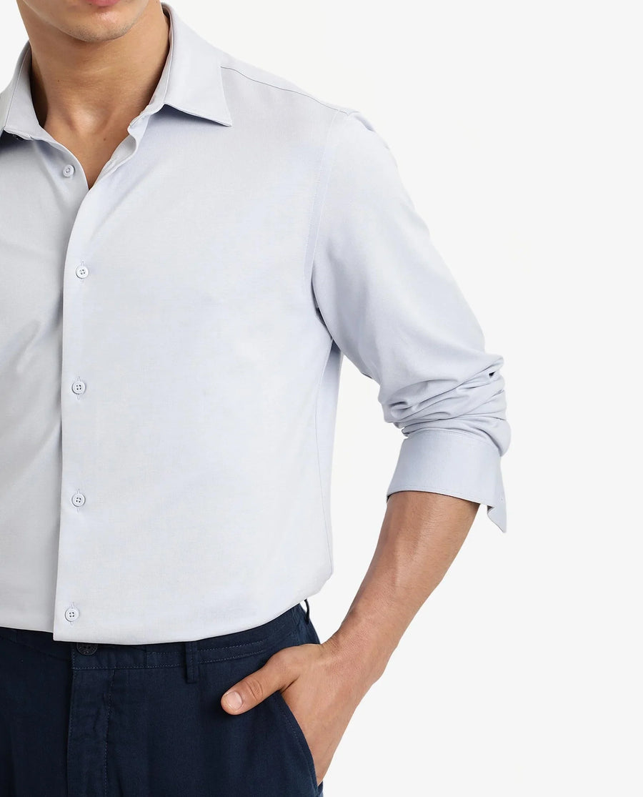 Rare Rabbit Men's Cotton Blend Plain Regular Fit Full Sleeve Collared Shirt