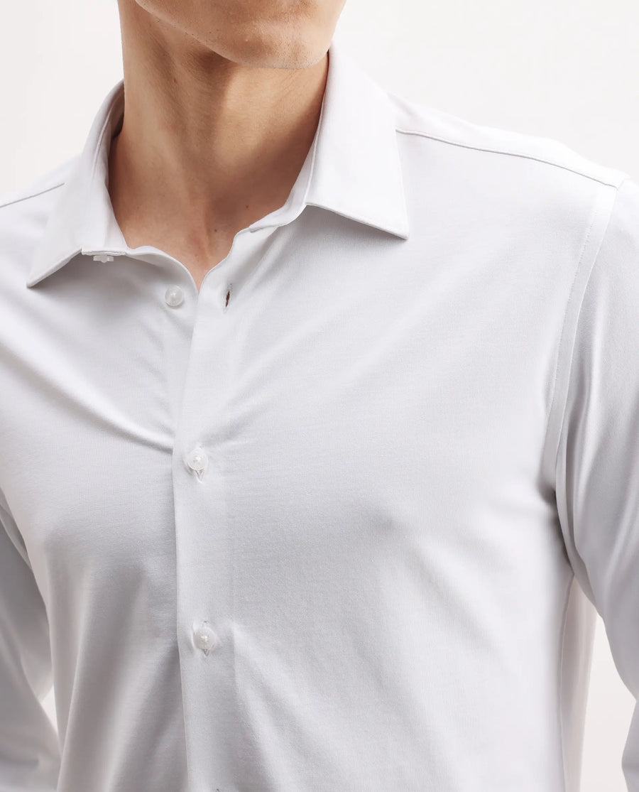 Rare Rabbit Men's Tour-25 White Cotton Blend Plain Regular Fit Full Sleeve Collared Shirt