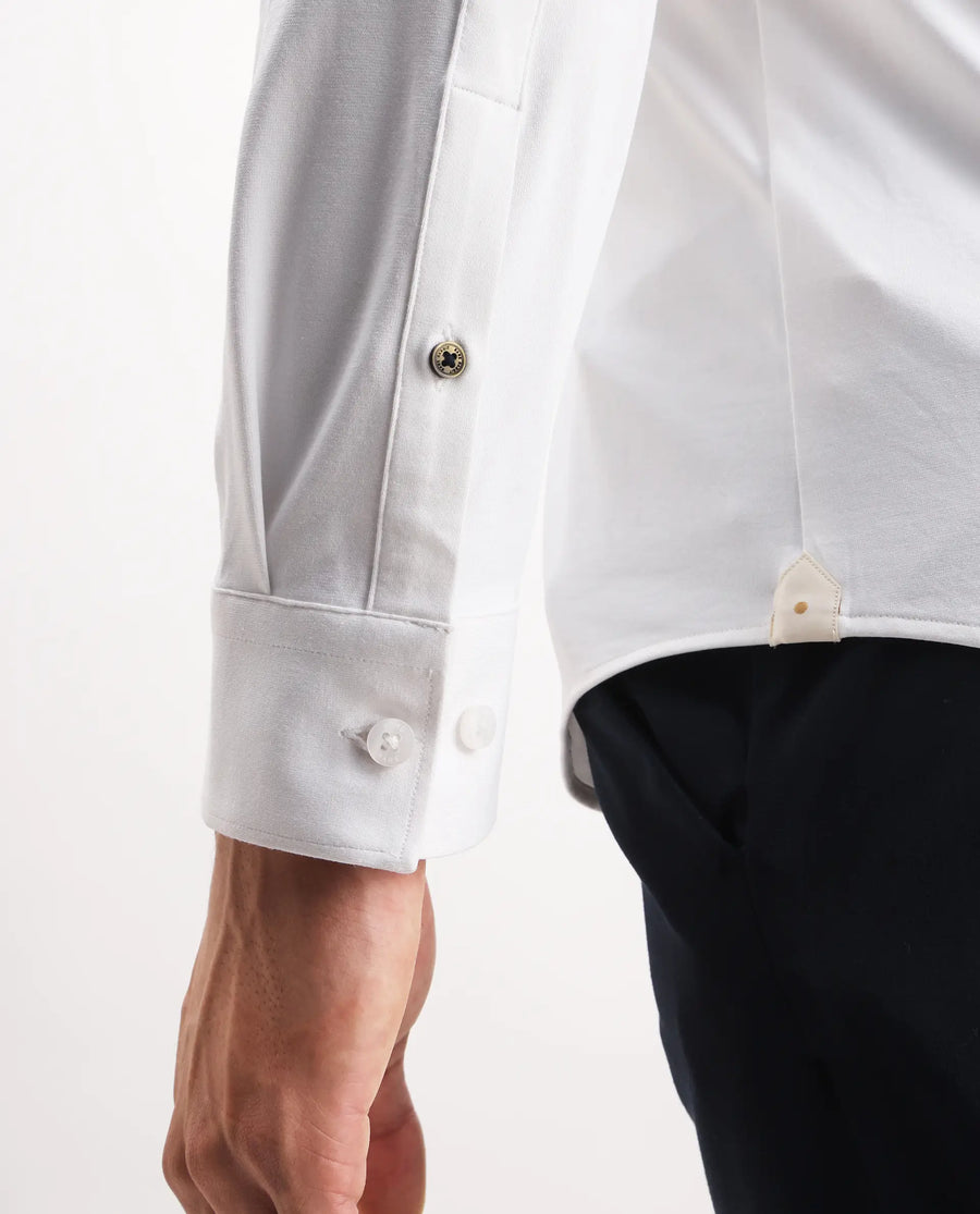 Rare Rabbit Men's Tour-25 White Cotton Blend Plain Regular Fit Full Sleeve Collared Shirt