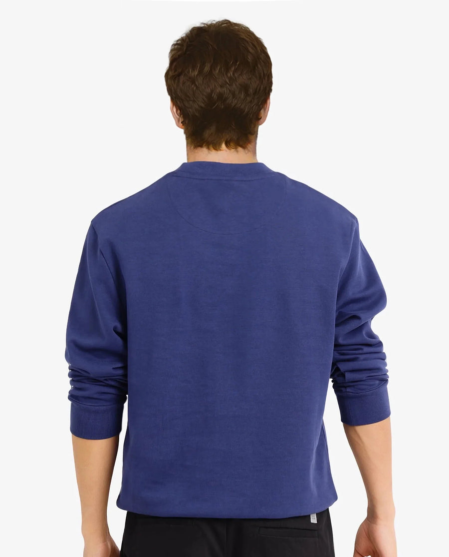 Rare Rabbit Men's Toxon Navy Cotton Blend Graphic Print Regular Fit Full Sleeve Crew Neck Sweatshirt
