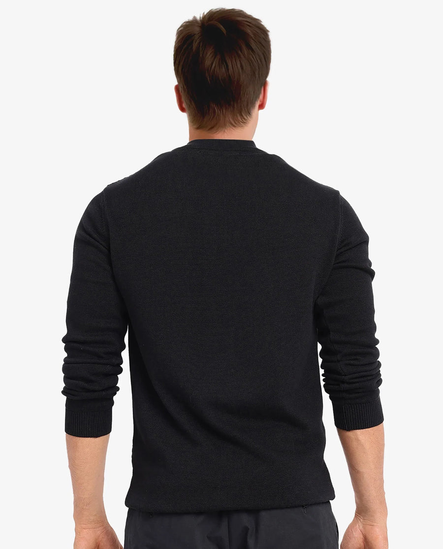 Rare Rabbit Men's Toyder Black Cotton Textured Regular Fit Full Sleeve High Neck Sweater