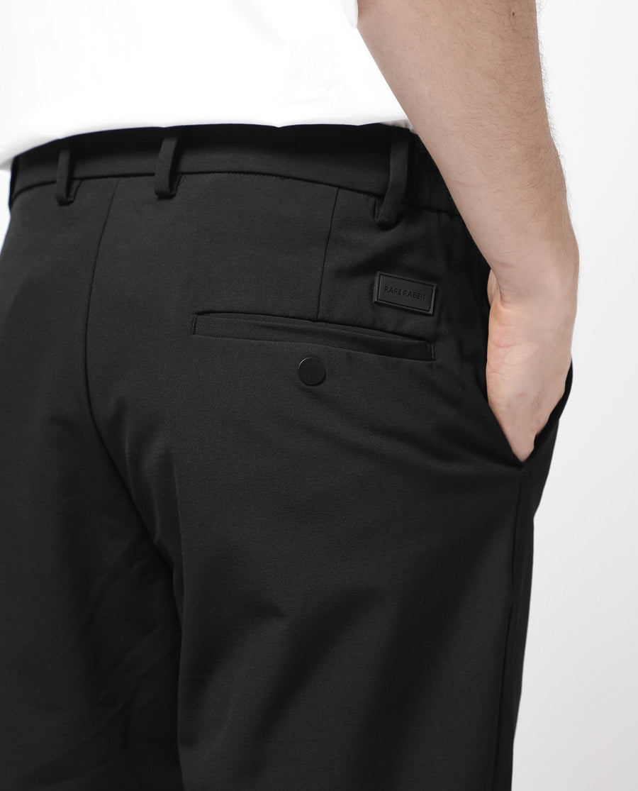 Rare Rabbit Men's Trip-1 Black Cotton Plain Regular Fit Shorts