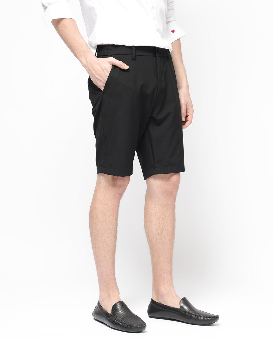 Rare Rabbit Men's Trip-1 Black Cotton Plain Regular Fit Shorts