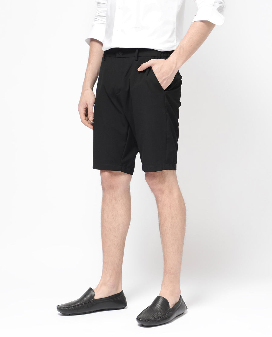 Rare Rabbit Men's Trip-1 Black Cotton Plain Regular Fit Shorts