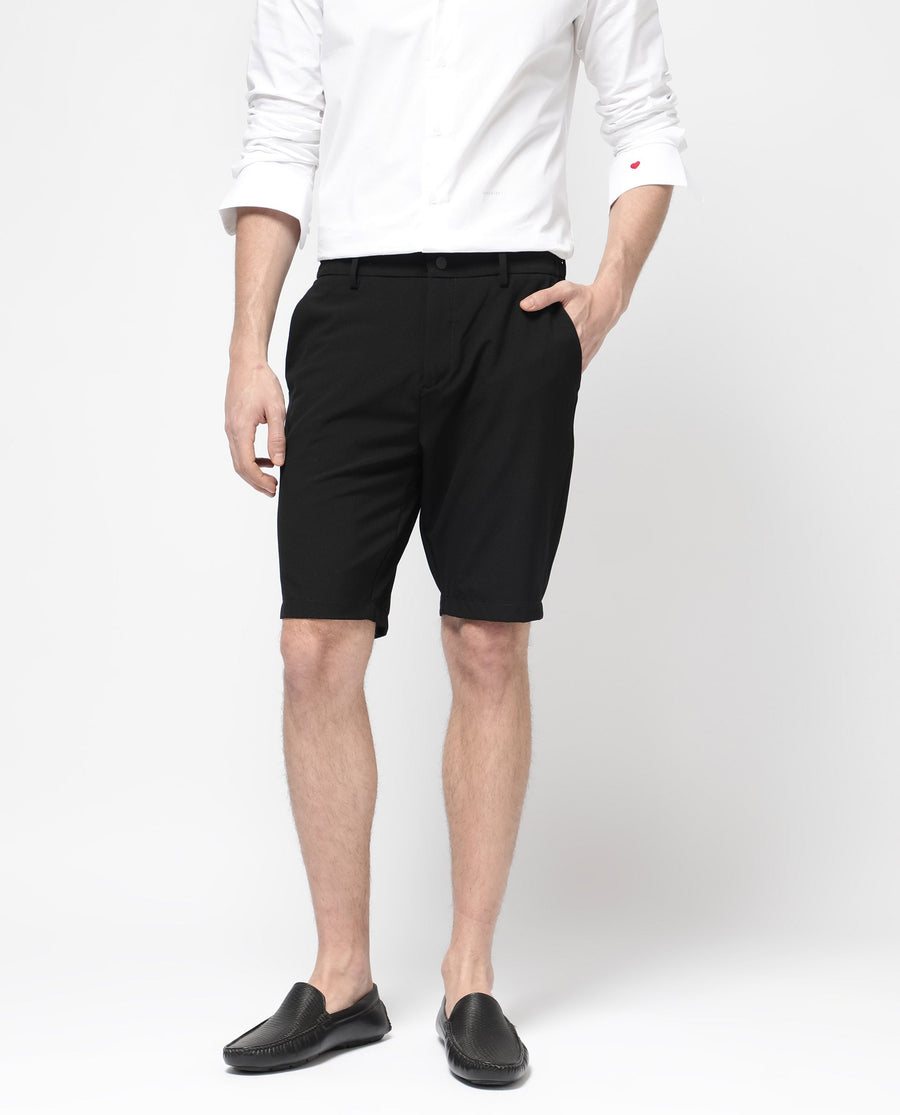 Rare Rabbit Men's Trip-1 Black Cotton Plain Regular Fit Shorts