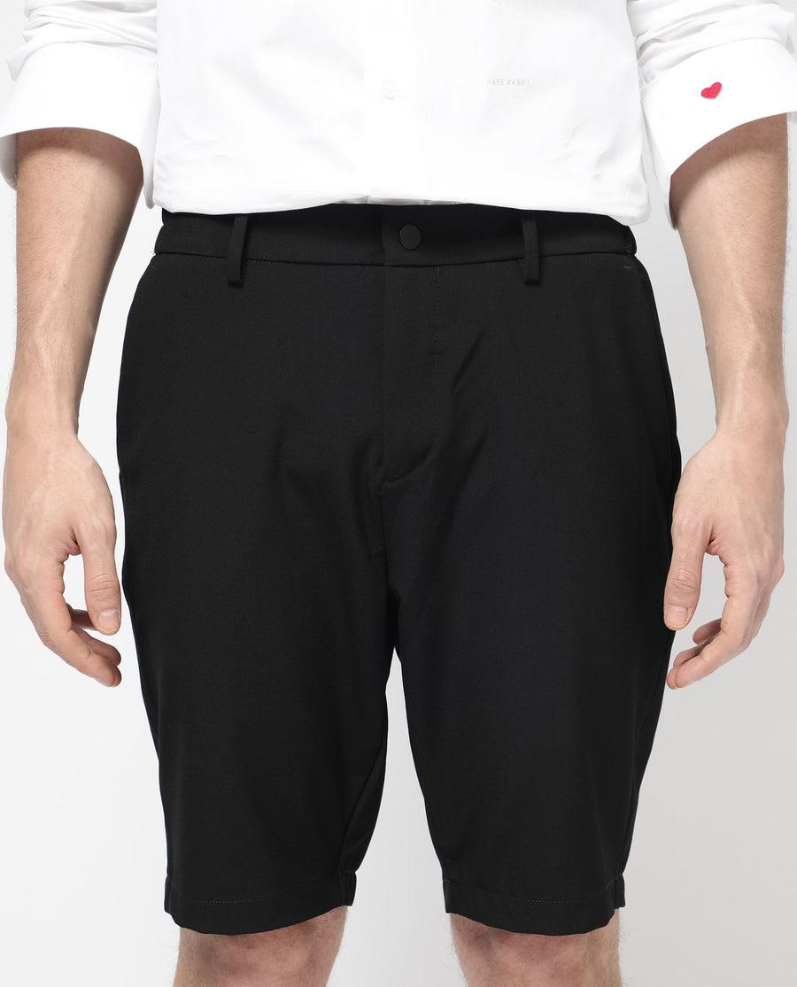 Rare Rabbit Men's Trip-1 Black Cotton Plain Regular Fit Shorts