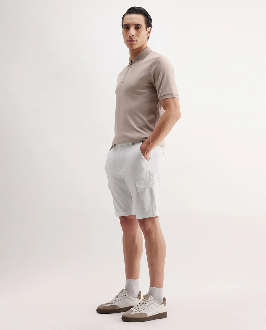 Rare Rabbit Men's Tripco-Aw25 White Polyester Blend Plain Relaxed Fit Shorts