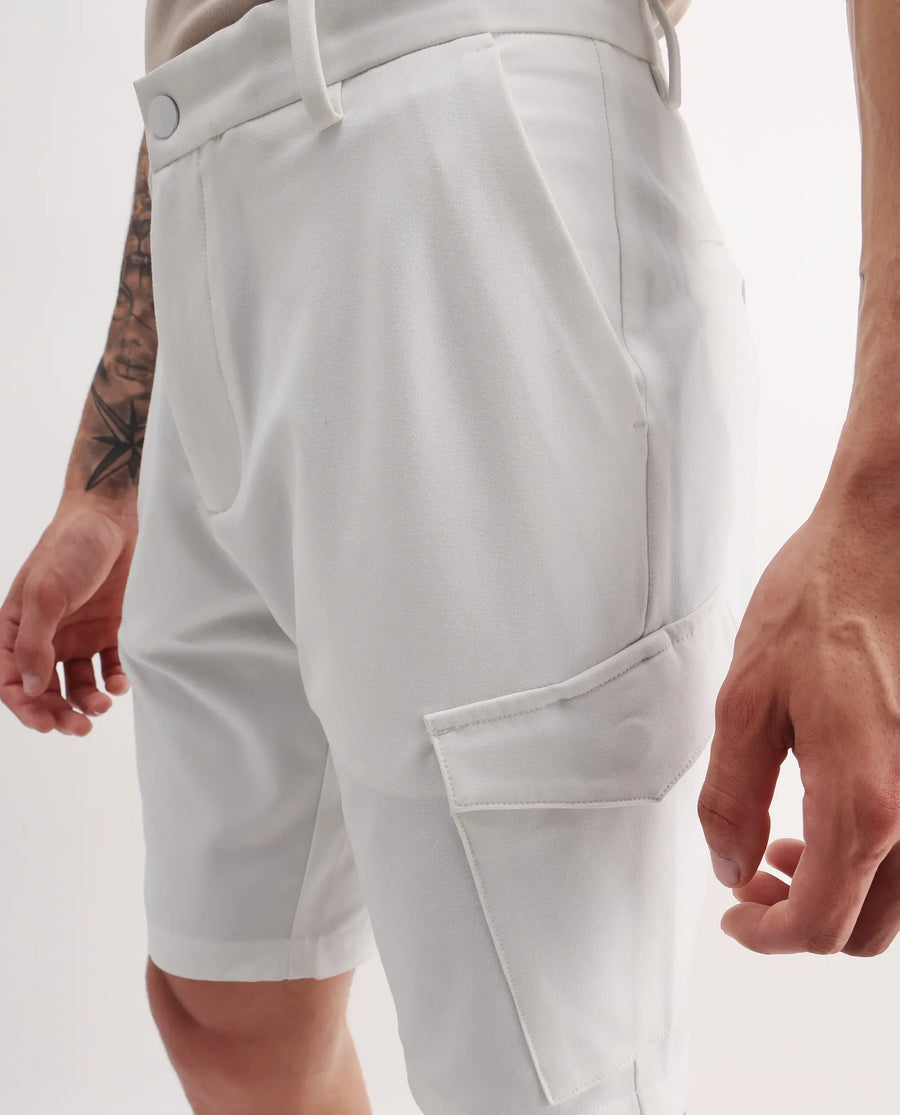 Rare Rabbit Men's Tripco-Aw25 White Polyester Blend Plain Relaxed Fit Shorts