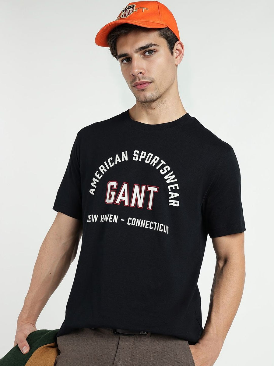 GANT Men Brand Logo Printed Regular Fit T-shirt