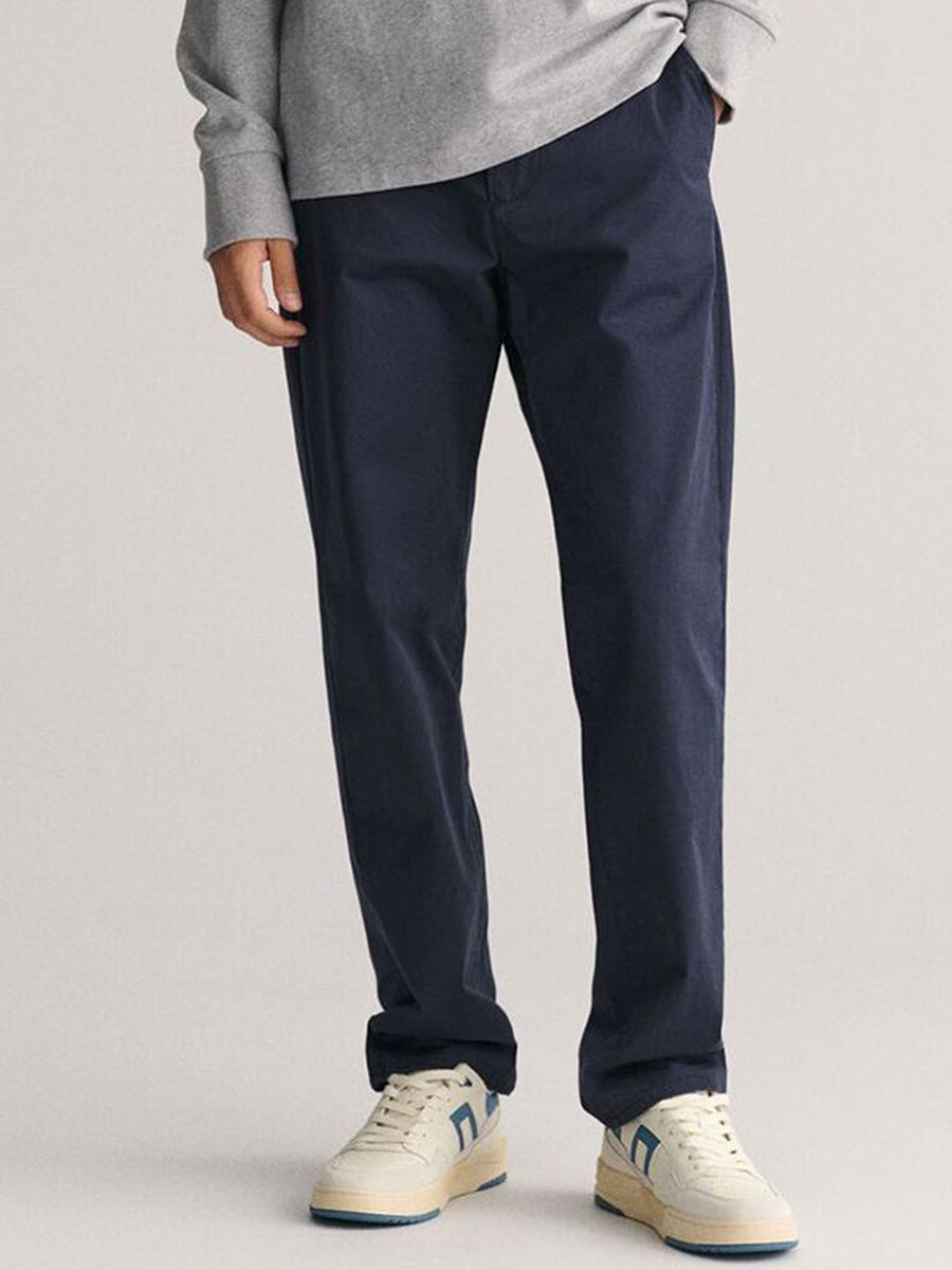 GANT Men Regular Fit Mid-Rise Flat-Front Cotton Chinos Trousers