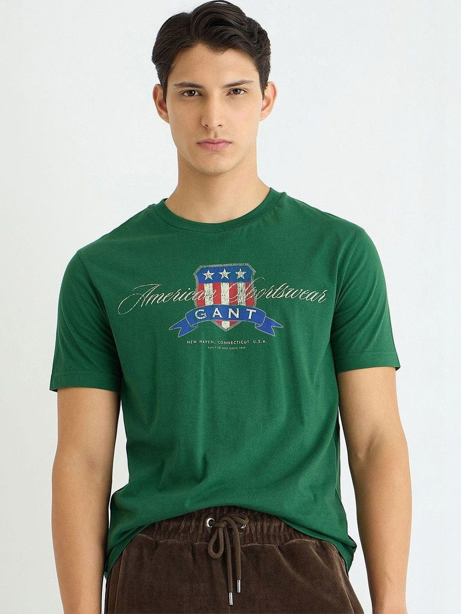 GANT Typography Printed Round Neck Pure Cotton T-shirt