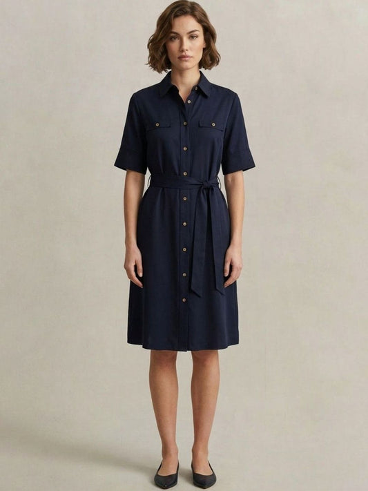 Gant Women Navy Blue Solid Regular Fit Dress