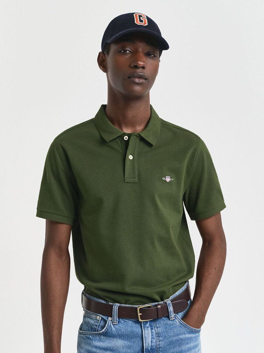 GANT Men Solid Polo Collar Pure Cotton T-shirt