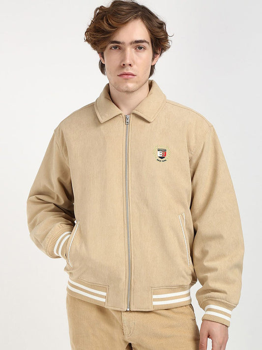 Tommy Hilfiger Men Spread Collar Solid Casual Bomber Jacket