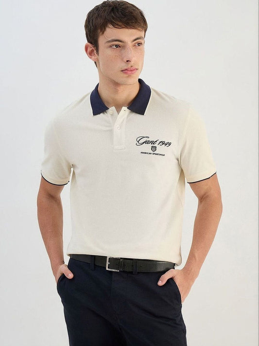 GANT Men Brand Logo Printed Polo Collar T-shirt
