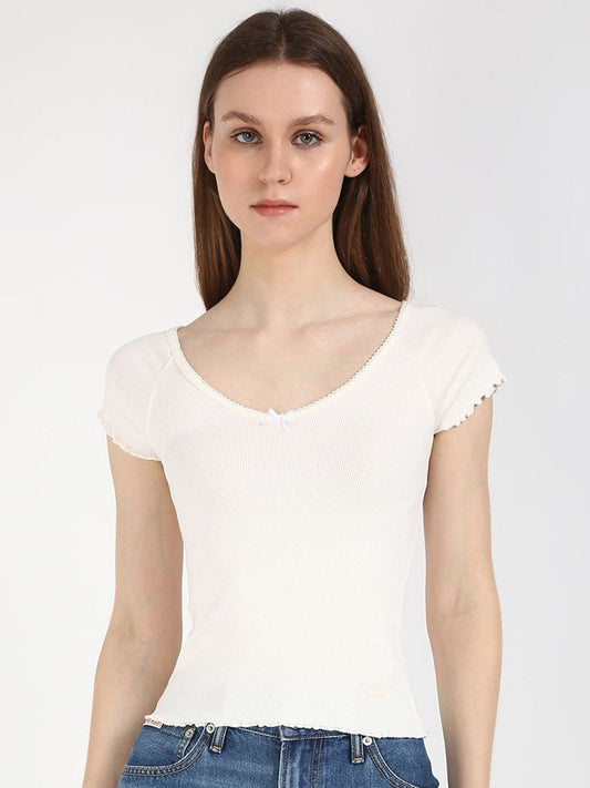 Tommy Hilfiger Women Ribbed Bow Detail Top