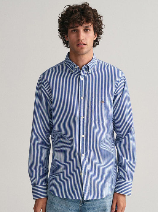 GANT Men Vertical Striped Button-Down Collar Cotton Casual Shirt