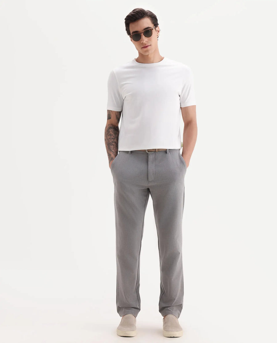 Rare Rabbit Men's Veltra Off White Cotton Blend Plain Regular Fit Half Sleeve Crew Neck T-Shirt