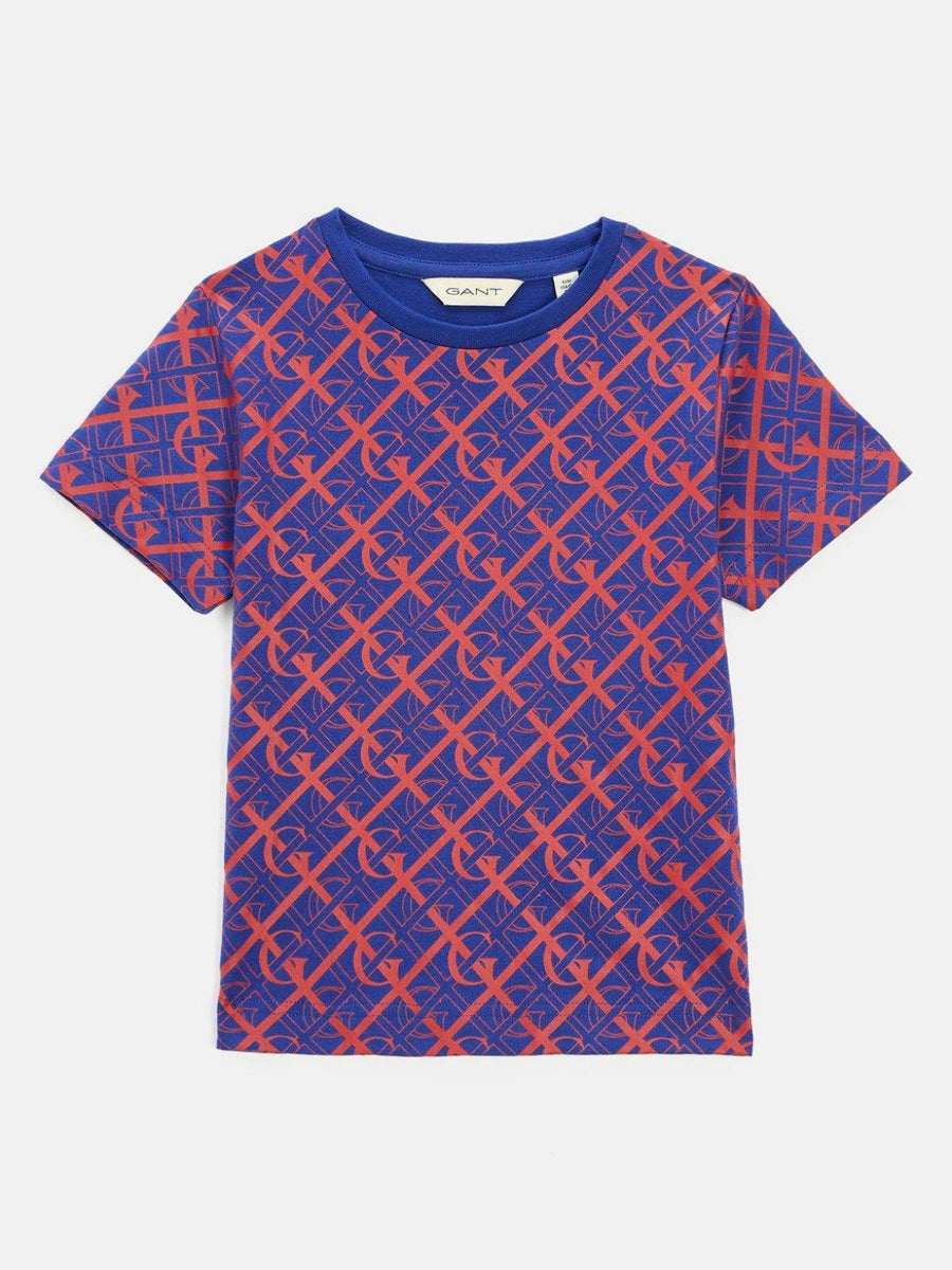 GANT Boys Typography Printed Pure Cotton Raw Edge T-shirt