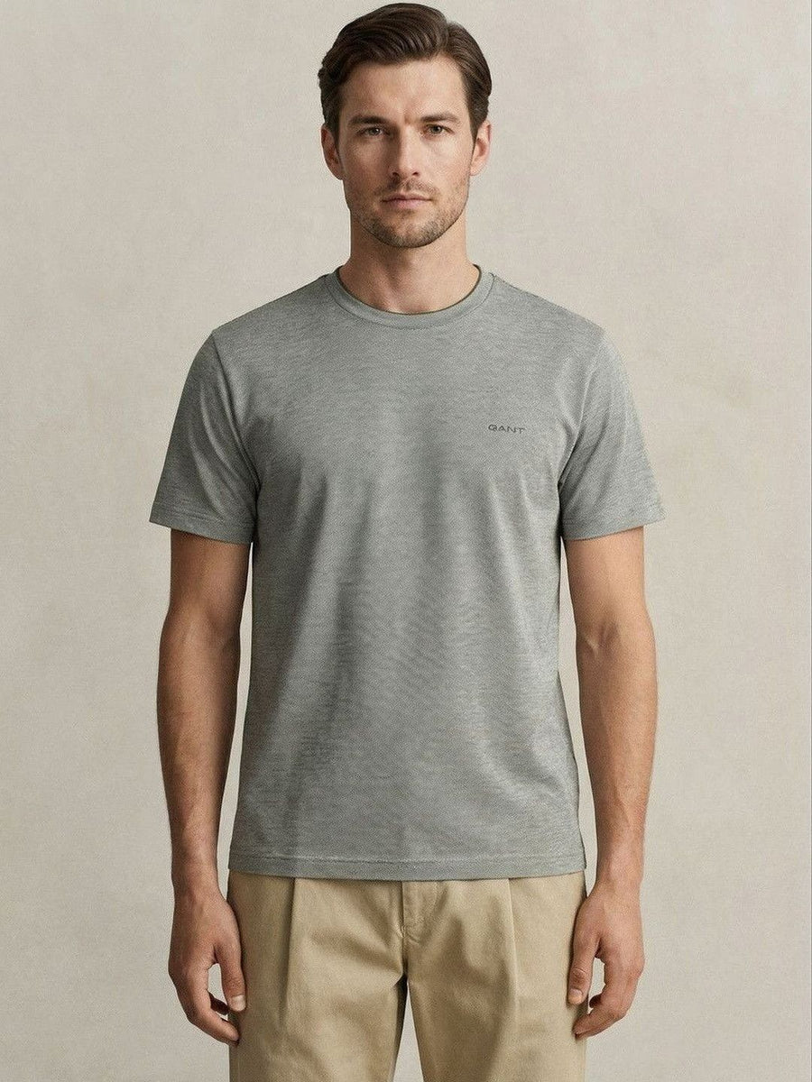 Gant Men Green Solid Regular Fit Pique T-Shirt
