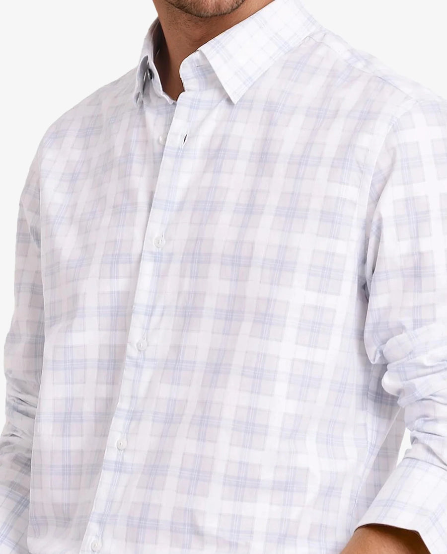 Rare Rabbit Men's Vory White Cotton Checked Print Regular Fit Full Sleeve Collared Shirt