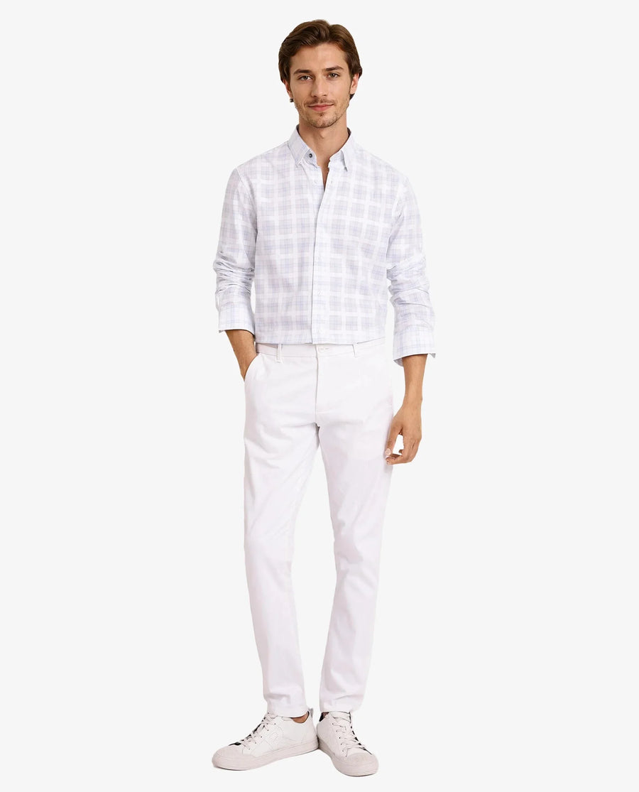 Rare Rabbit Men's Vory White Cotton Checked Print Regular Fit Full Sleeve Collared Shirt