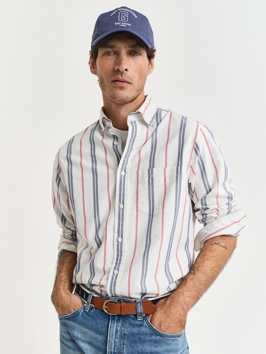 GANT Men Button-Down Collar Oxford Striped Cotton Casual Shirt
