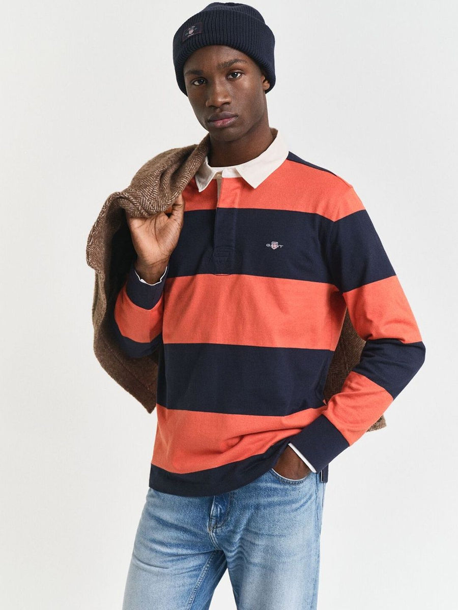 GANT Men Striped Polo Collar Pure Cotton T-shirt