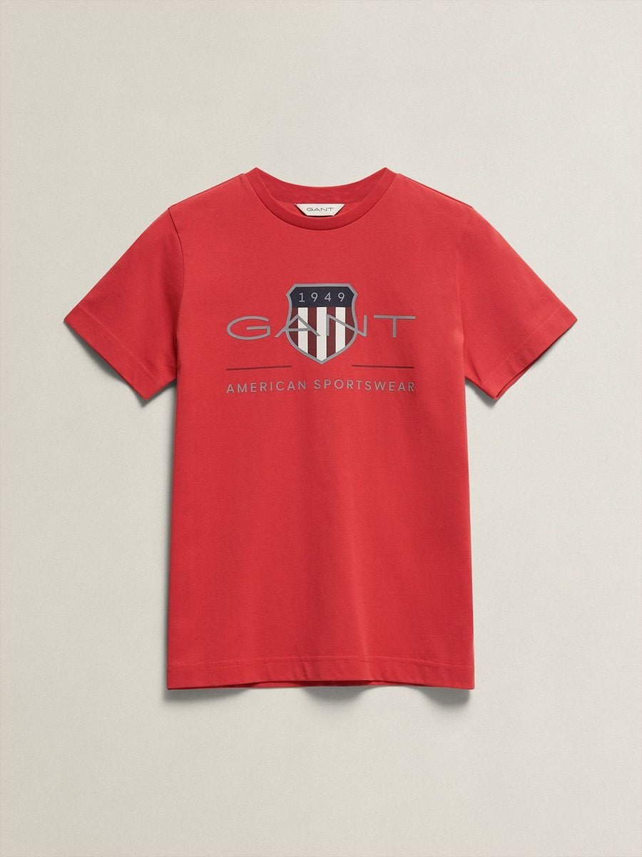 Gant Boys Red Printed Regular Fit Archieve Shield T-Shirt