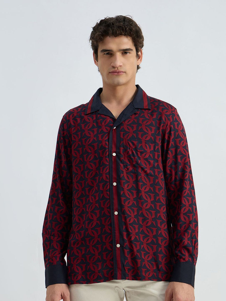 GANT Typography Printed Spread Collar Regular Fit Chest Pocket Casual Shirt