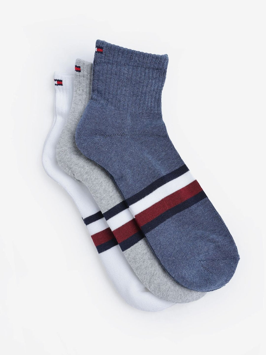 Tommy Hilfiger Men Pack Of 3 Striped Ankle-Length Socks