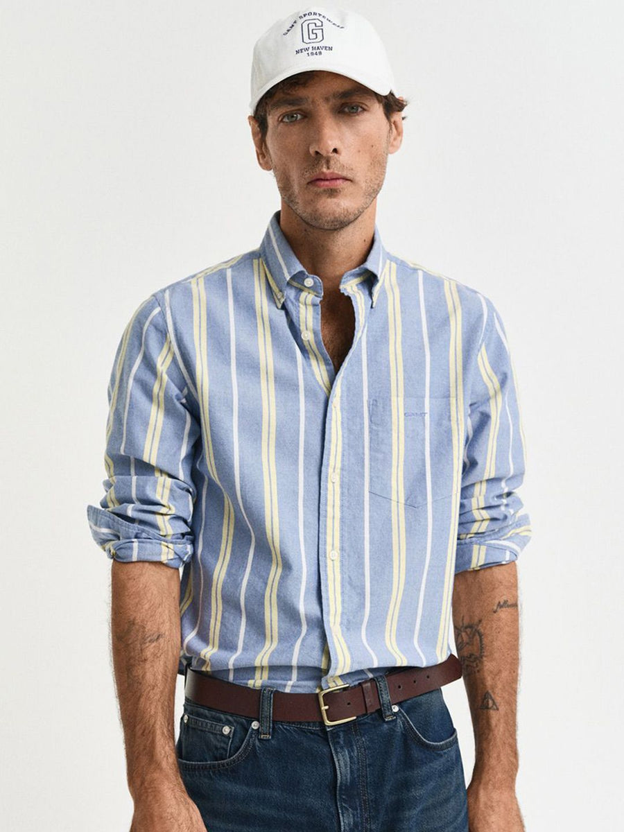 GANT Men Spread Collar Oxford Striped Cotton Casual Shirt