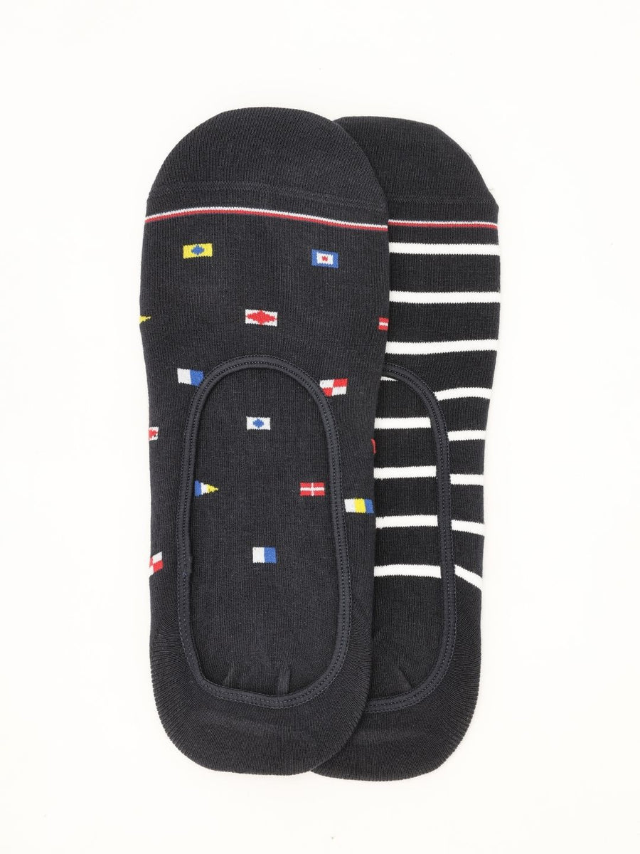 Tommy Hilfiger Men Pack Of 2 Printed Cotton Shoe Liners Socks