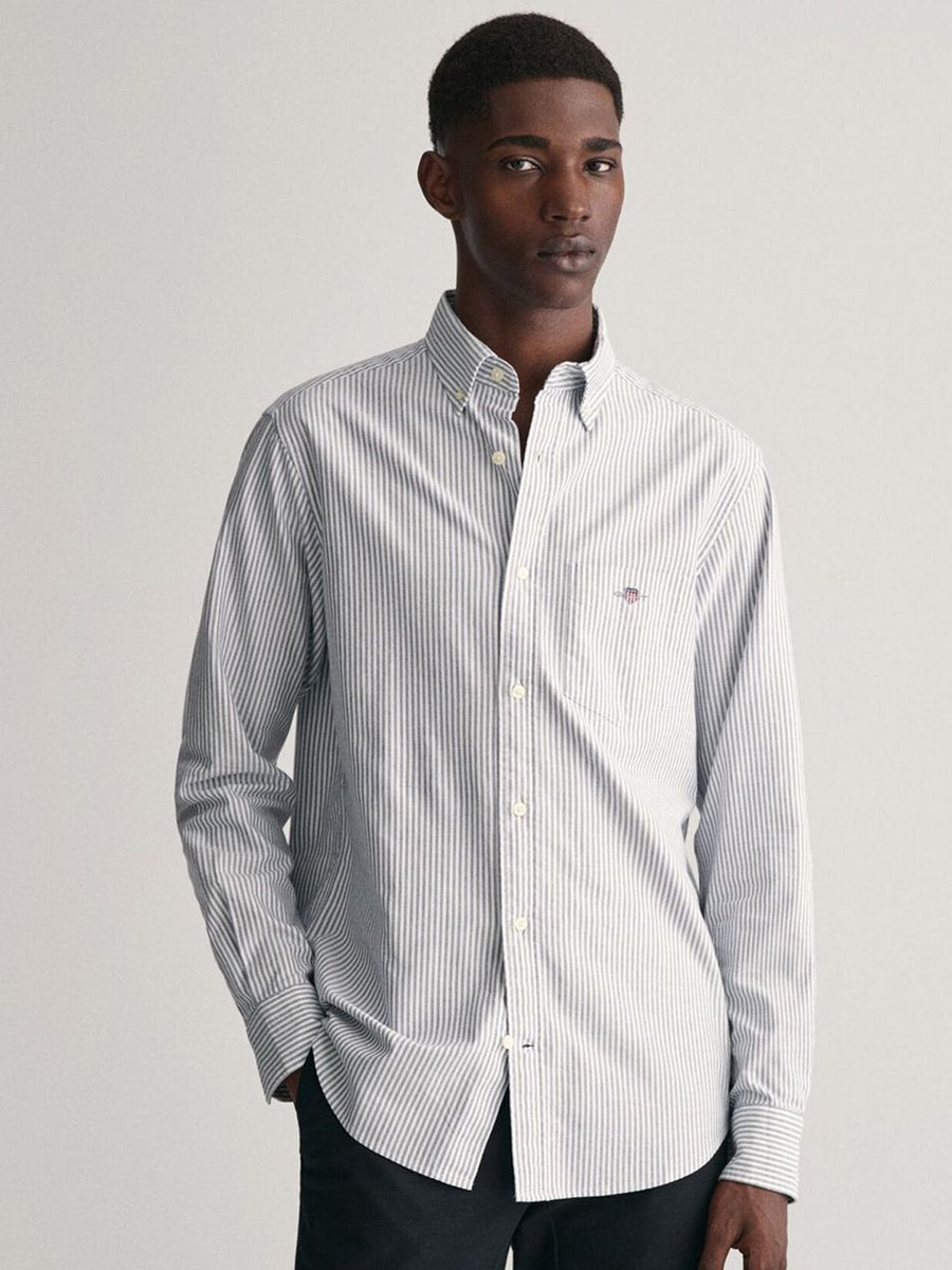 GANT Men Vertical Striped Button-Down Collar Cotton Casual Shirt