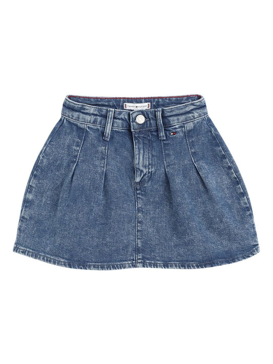 Tommy Hilfiger Girls A-line Knee Length Denim Pleated Skirt