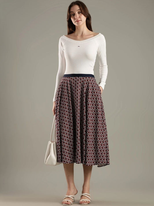 Tommy Hilfiger Printed Midi Flared Skirts