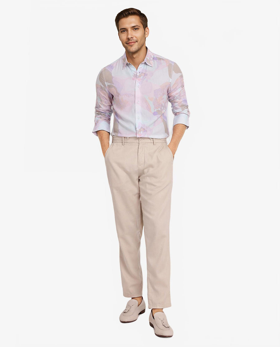 Rare Rabbit Men's Xano Pastel Blue Viscose Abstract Print Regular Fit Full Sleeve Collared Shirt