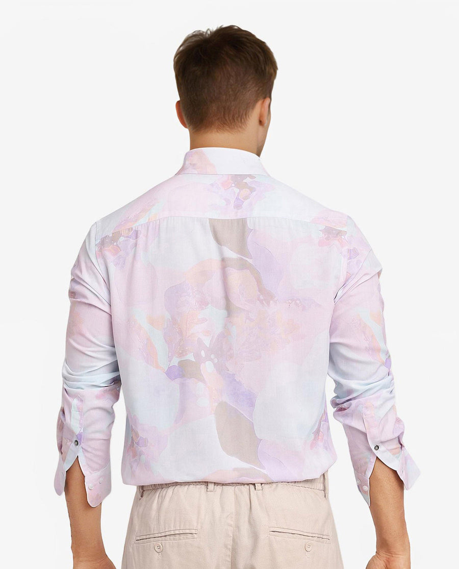 Rare Rabbit Men's Xano Pastel Blue Viscose Abstract Print Regular Fit Full Sleeve Collared Shirt